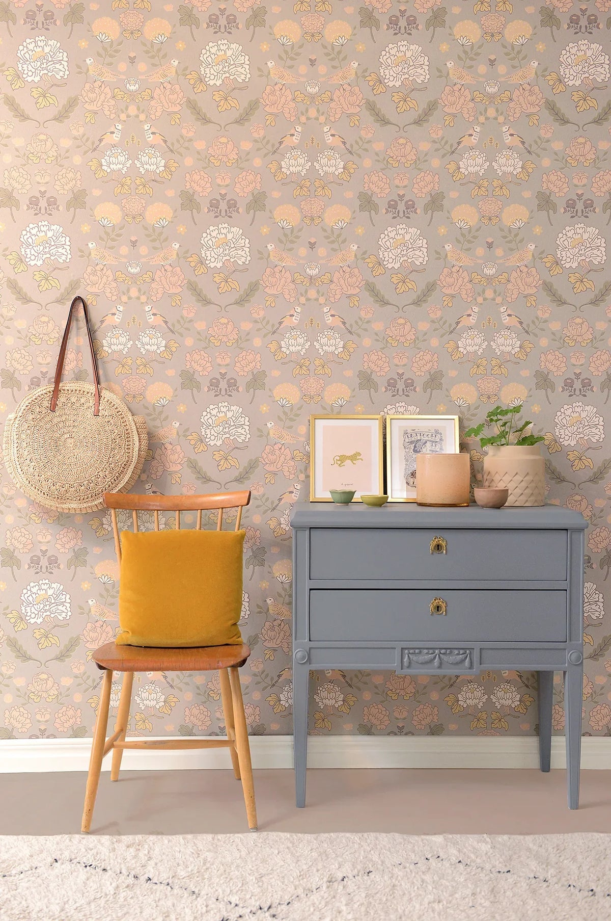 Majvillan June mindful grey behang sfeerbeeld kinderkamer detail