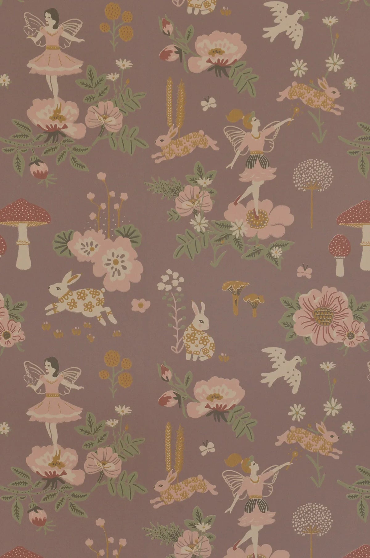 Majvillan Old garden plum behang sfeerbeeld kinderkamer detail