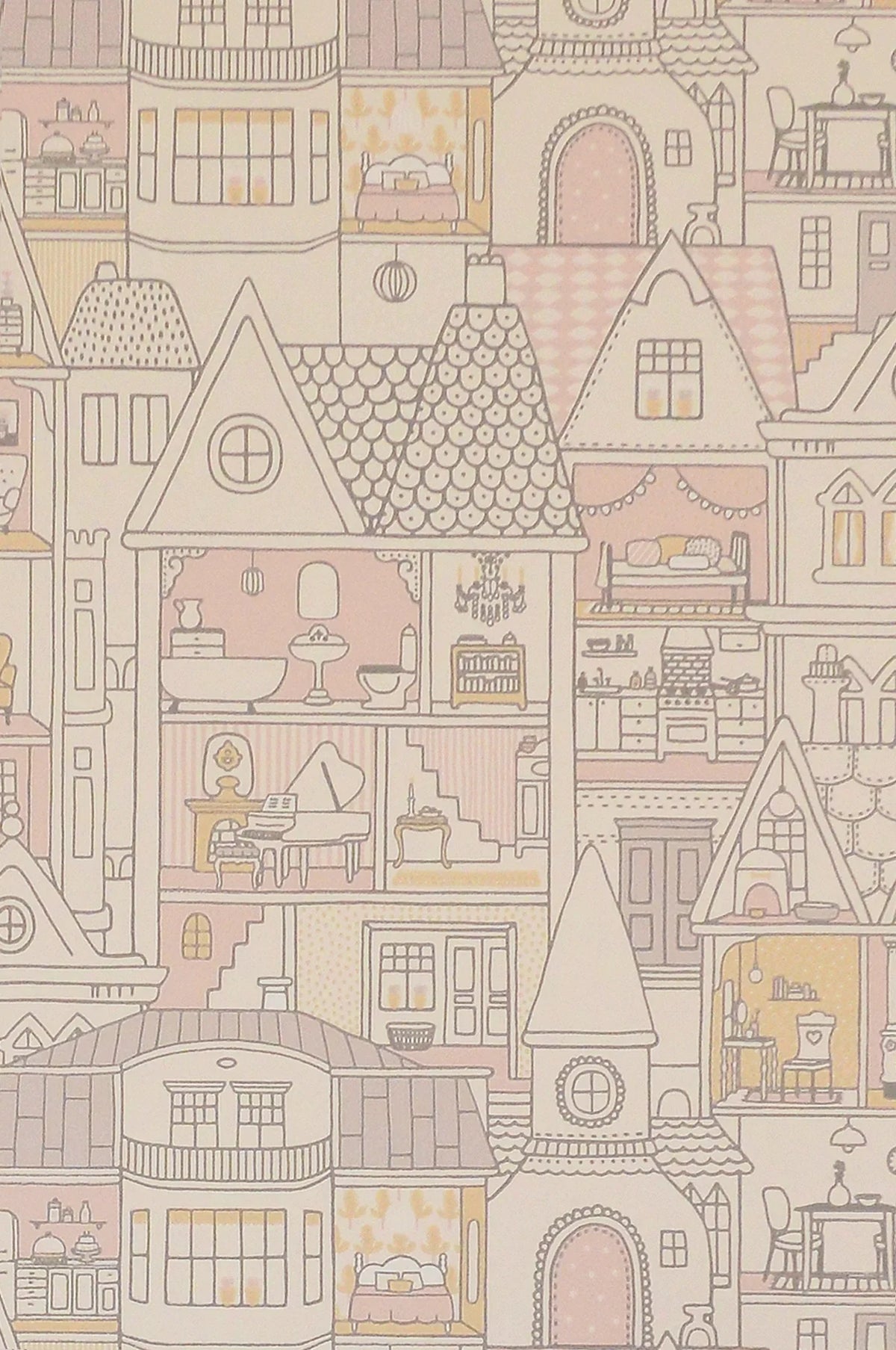 Majvillan Dollhouse wool white behang sfeerbeeld kinderkamer detail