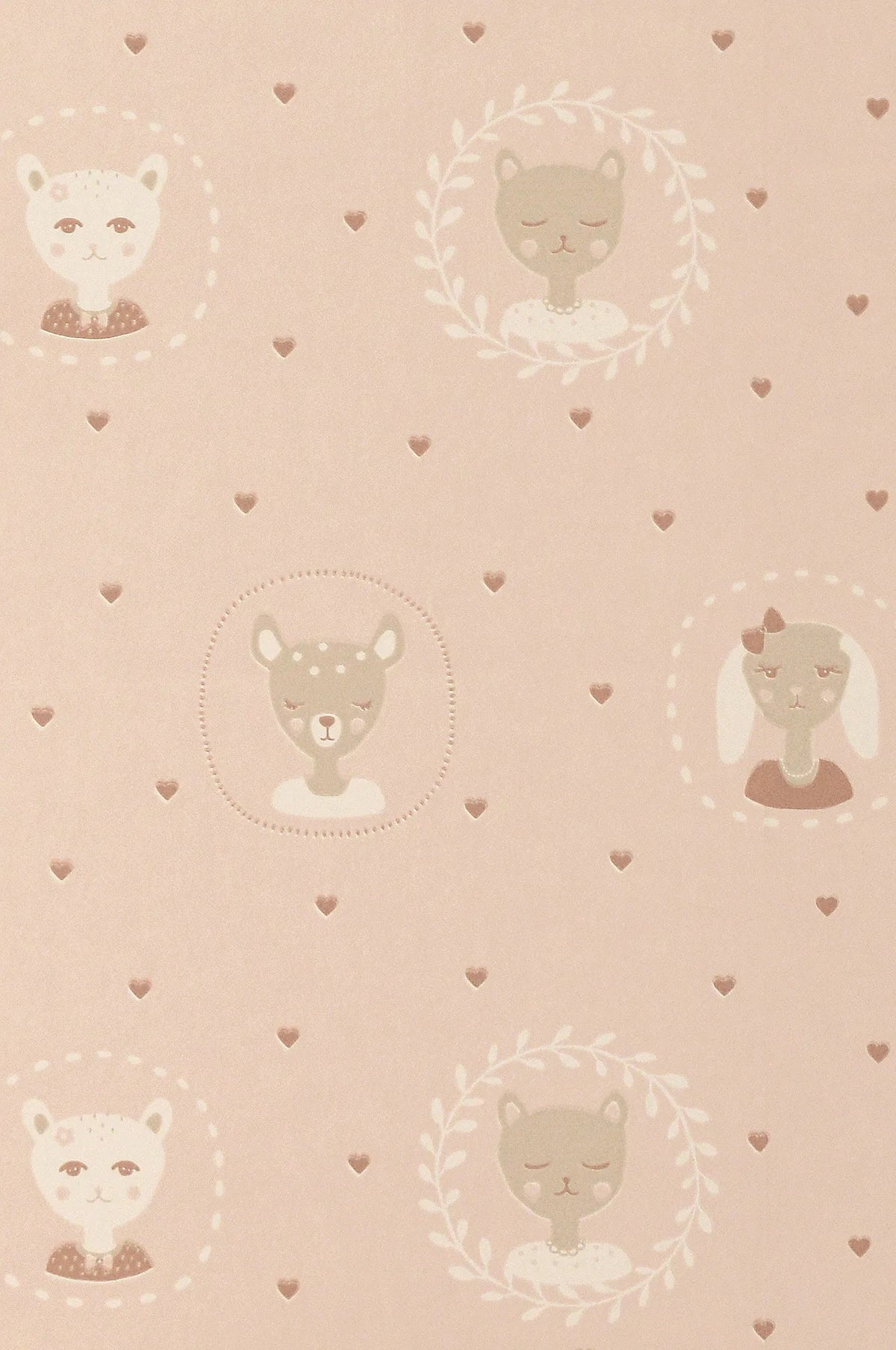 Majvillan Hearts dusty warm pink behang sfeerbeeld kinderkamer detail