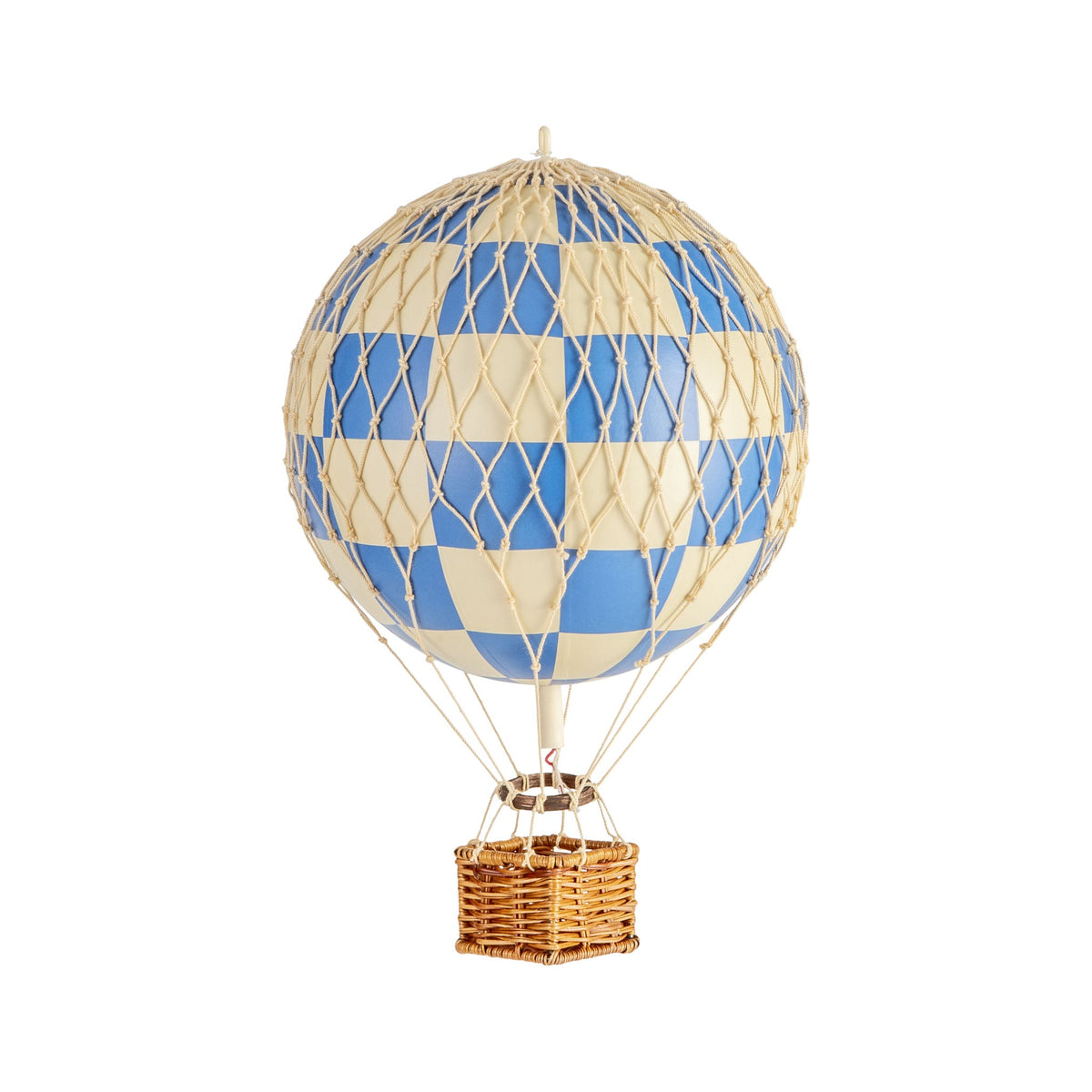 Luchtballon Travels Light blauw geruit - 30 cm — vooraanzicht
