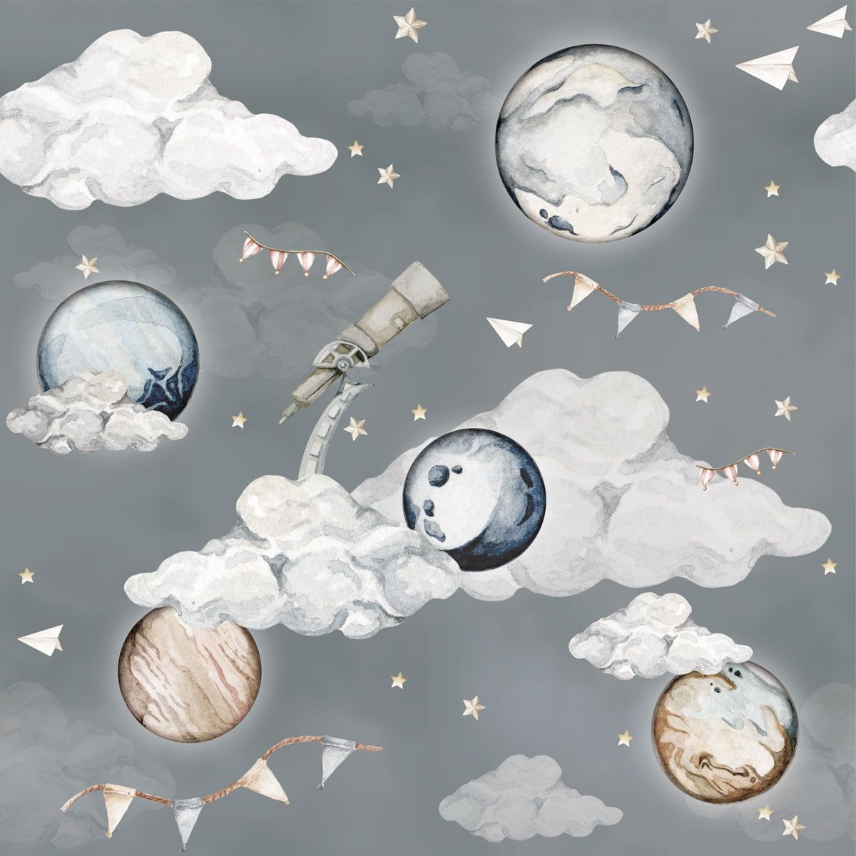 Dekornik Magic Planets Behang kinderkamer behang in Scandinavisch design