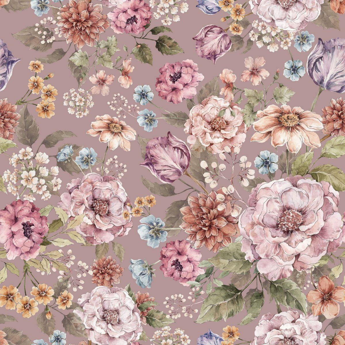 Dekornik Bouquet Of Flowers Lilac Behang kinderkamer behang in Scandinavisch design
