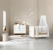Wood Nursery Dresser 6 Drawers Large Top White-oak