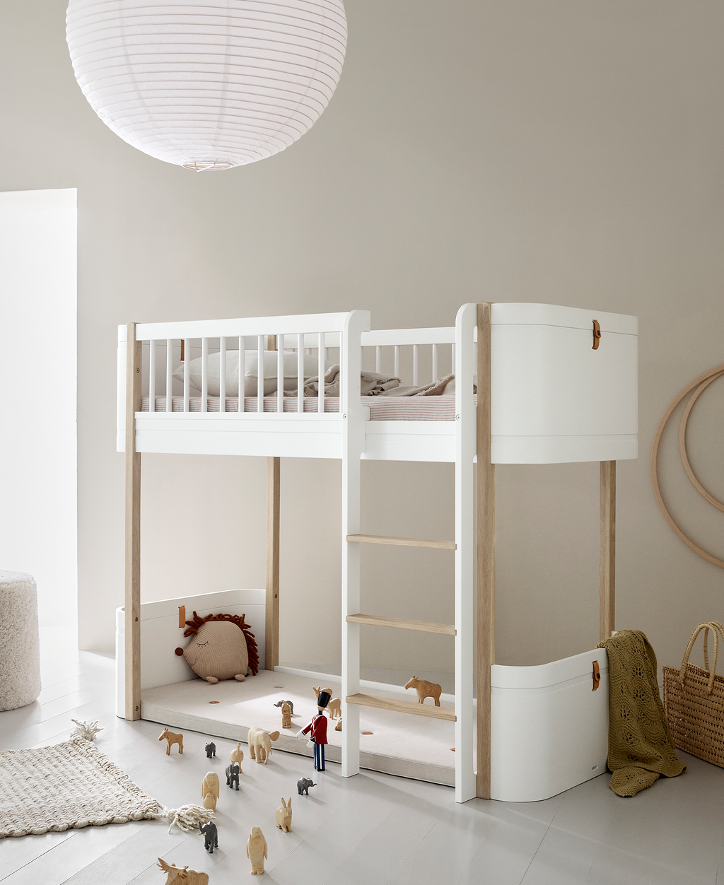 Wood Mini+ Low Loft Bed White/oak