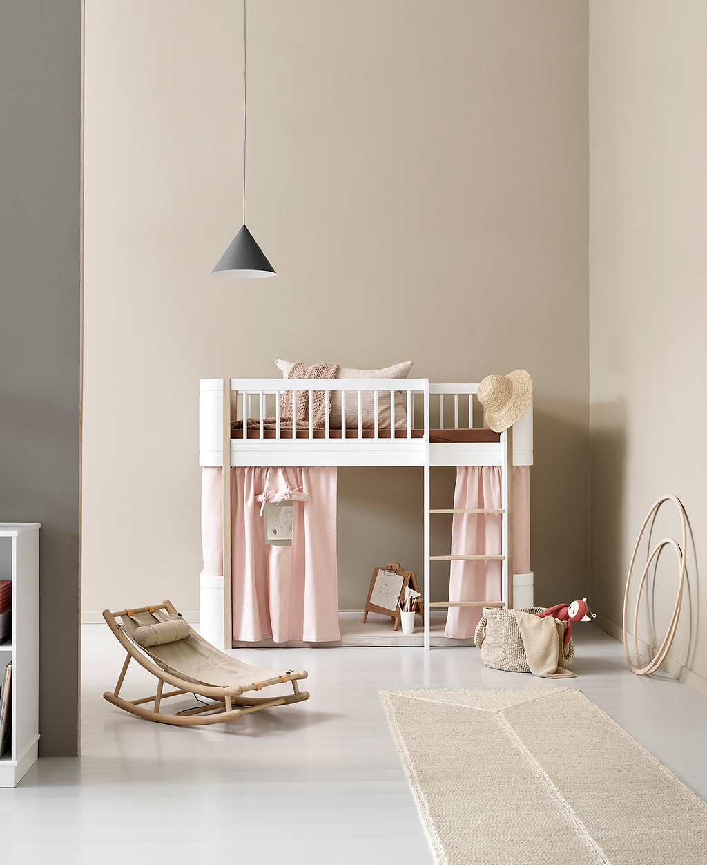 Wood Mini+ Low Loft Bed White/oak