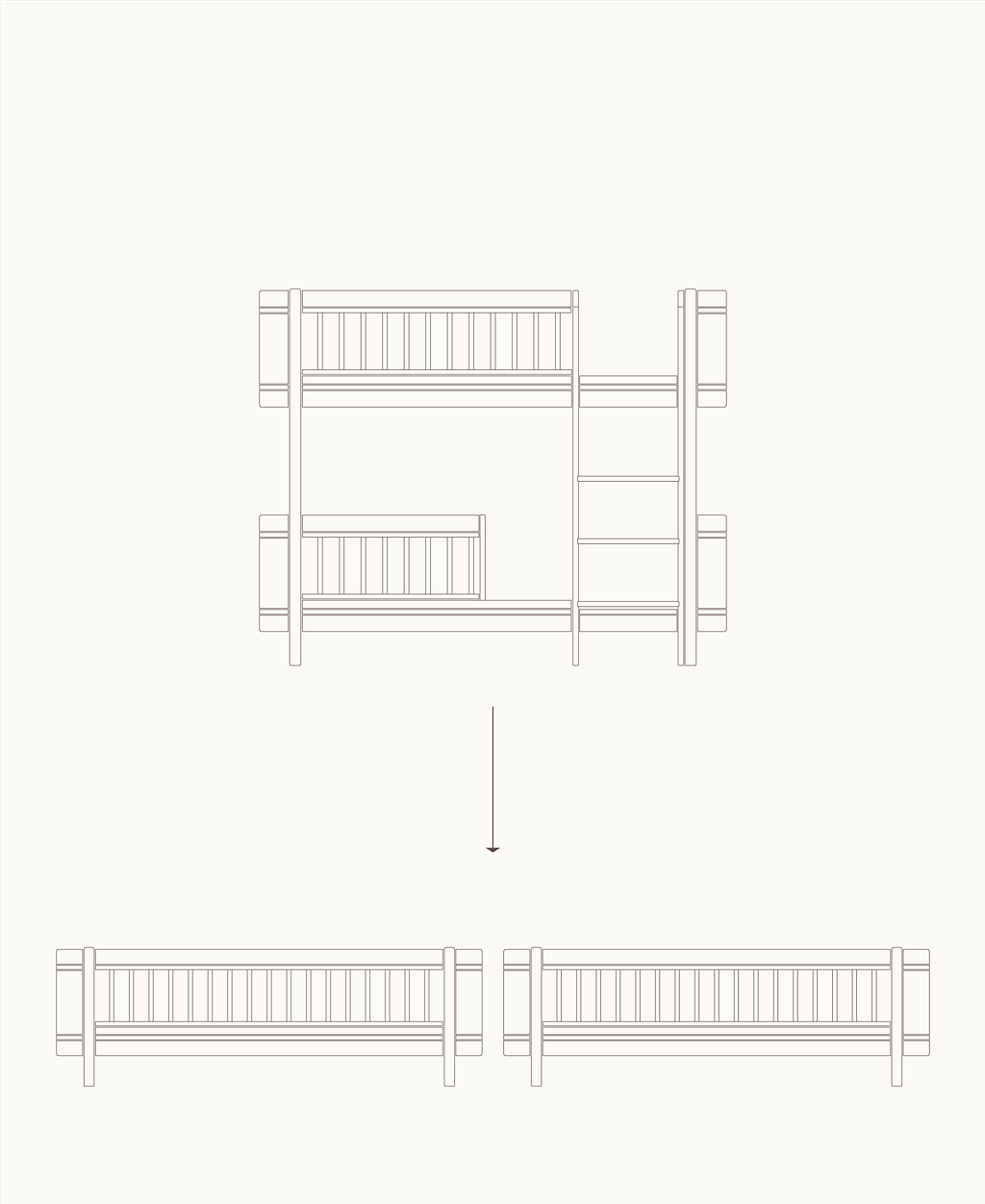 Conversie Kit Mini+ Bunk Bed To 2x Junior Beds