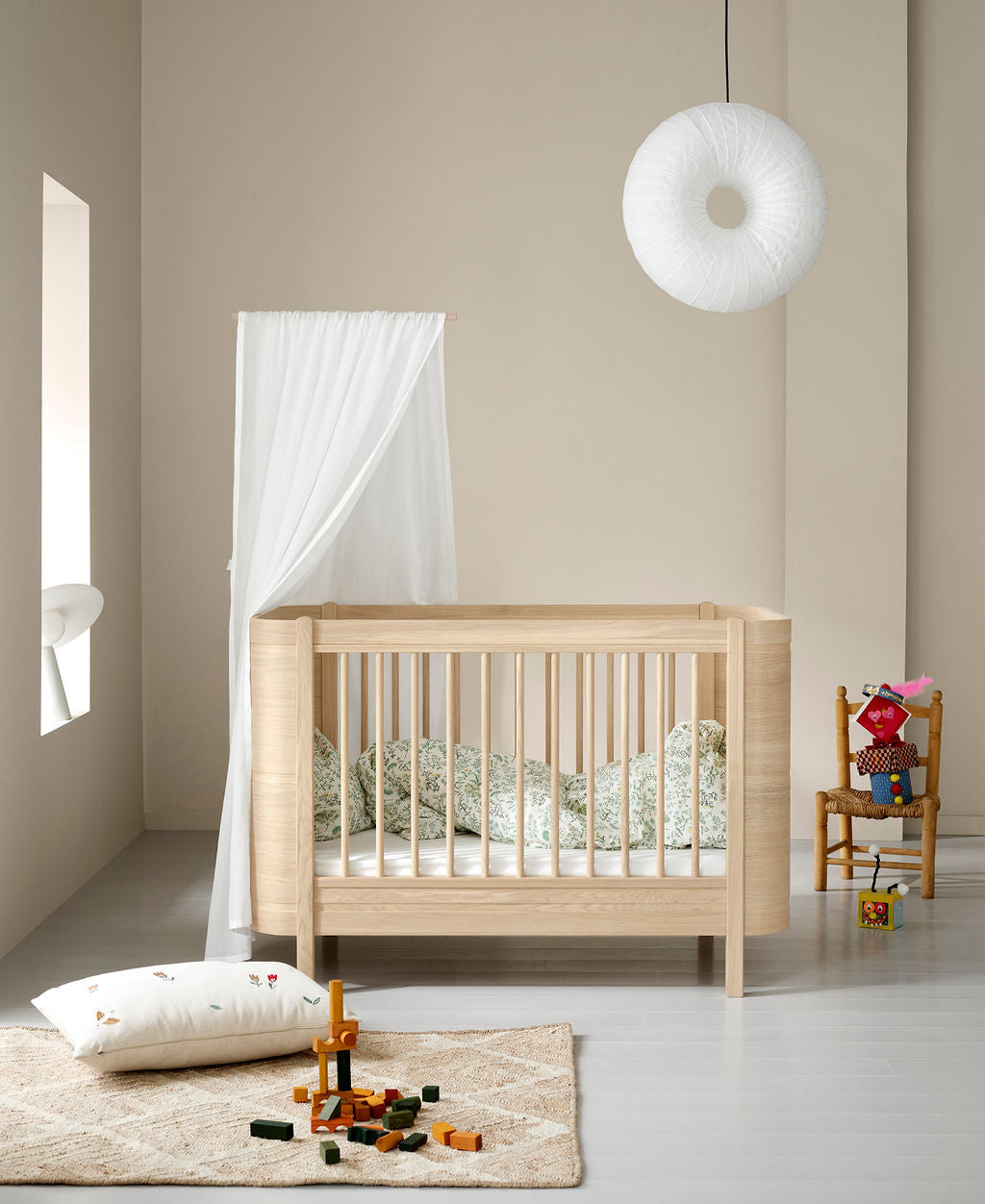 Wood Mini+ Cot Bed Excl. Junior Kit Oak