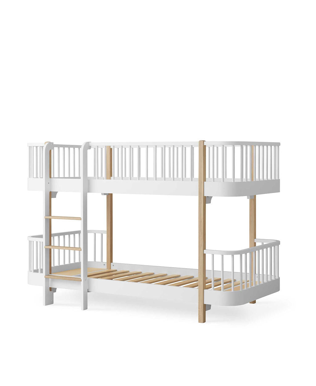 Original low bunk bed to bunk bed, white/oak