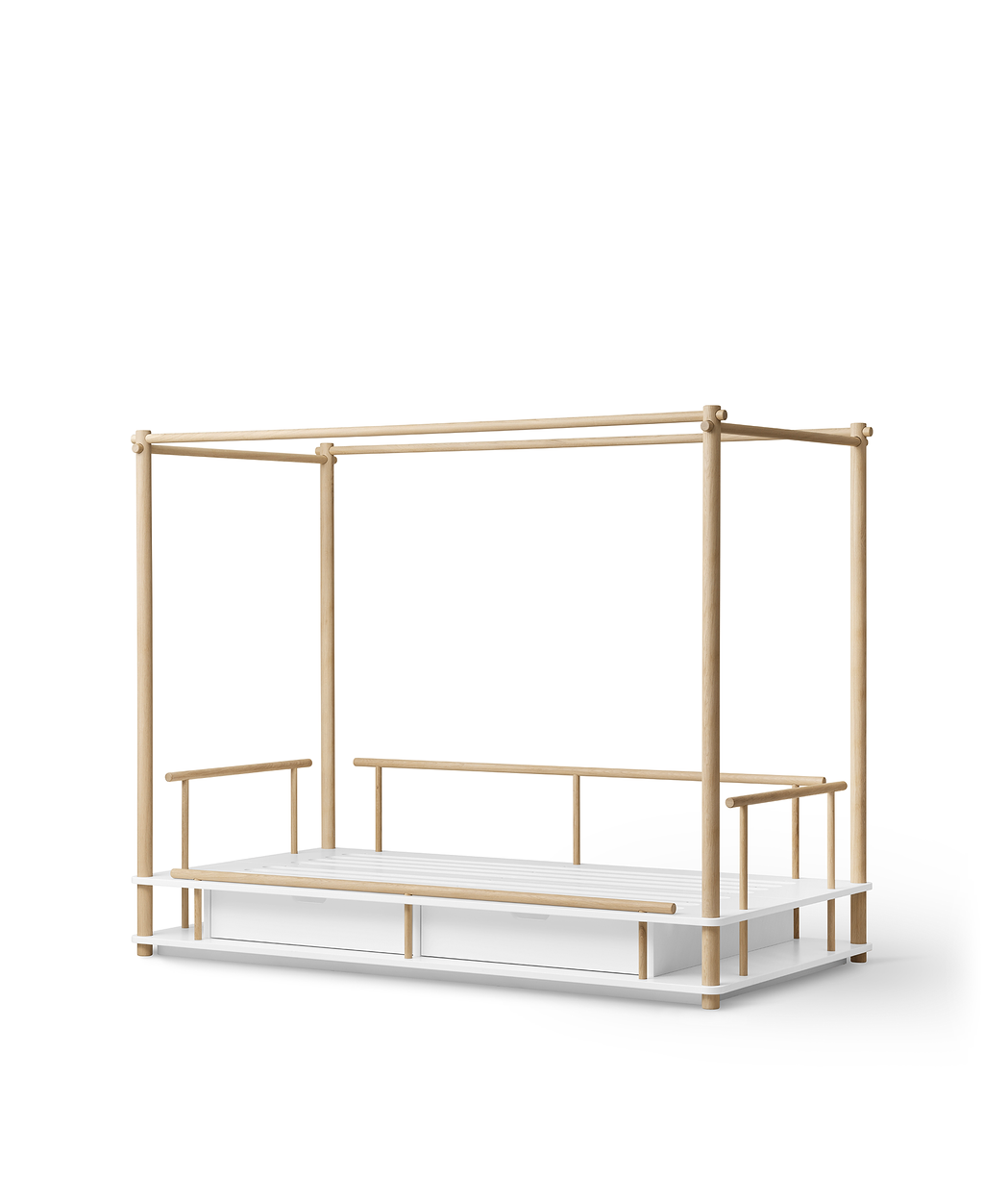 Camp Canopy Bed, White/oak