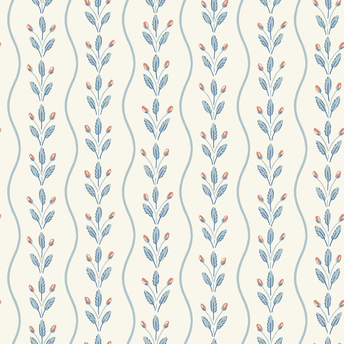 Boråstapeter Flower Buds — Adorn vliesbehang in blauw, sfeervolle eetkamer