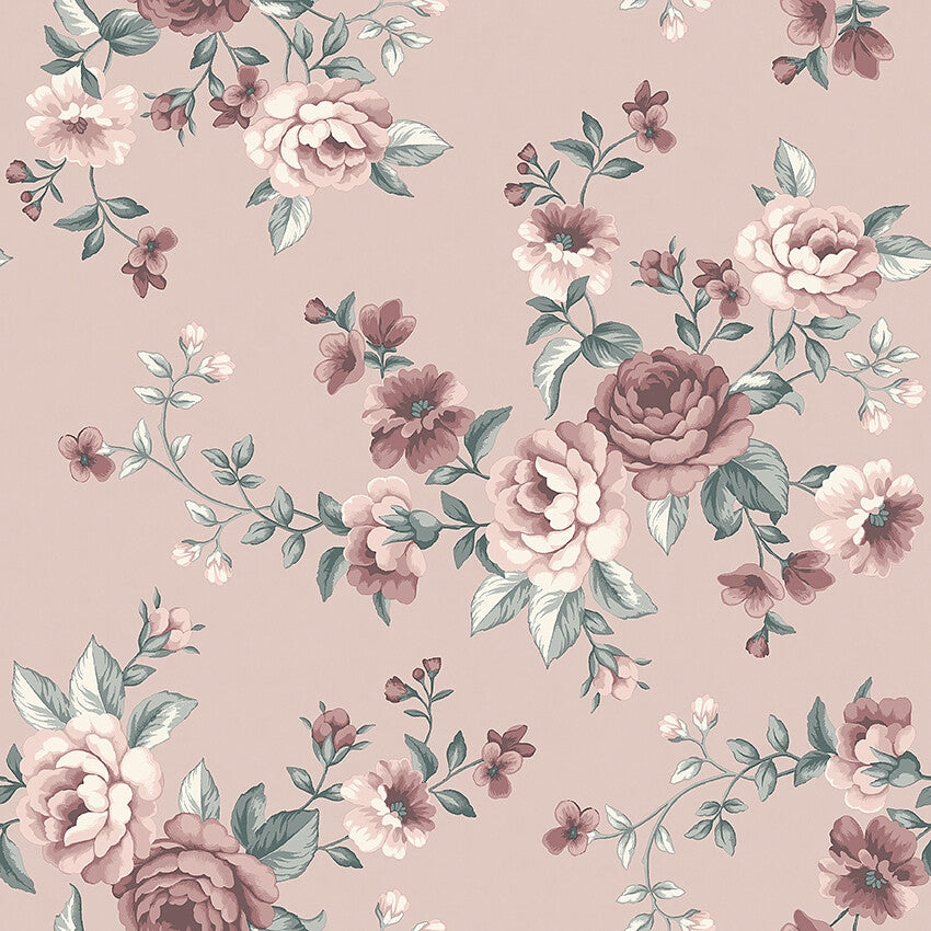 Boråstapeter Nomi — Newbie Wallpaper vliesbehang in roze, sfeervolle slaapkamer