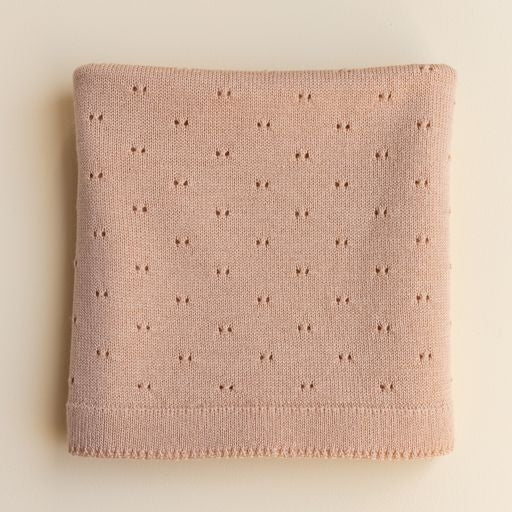HVID blanket Bibi in apricot — productfoto op witte achtergrond, gemaakt van Belgische merinowol bij Lidor