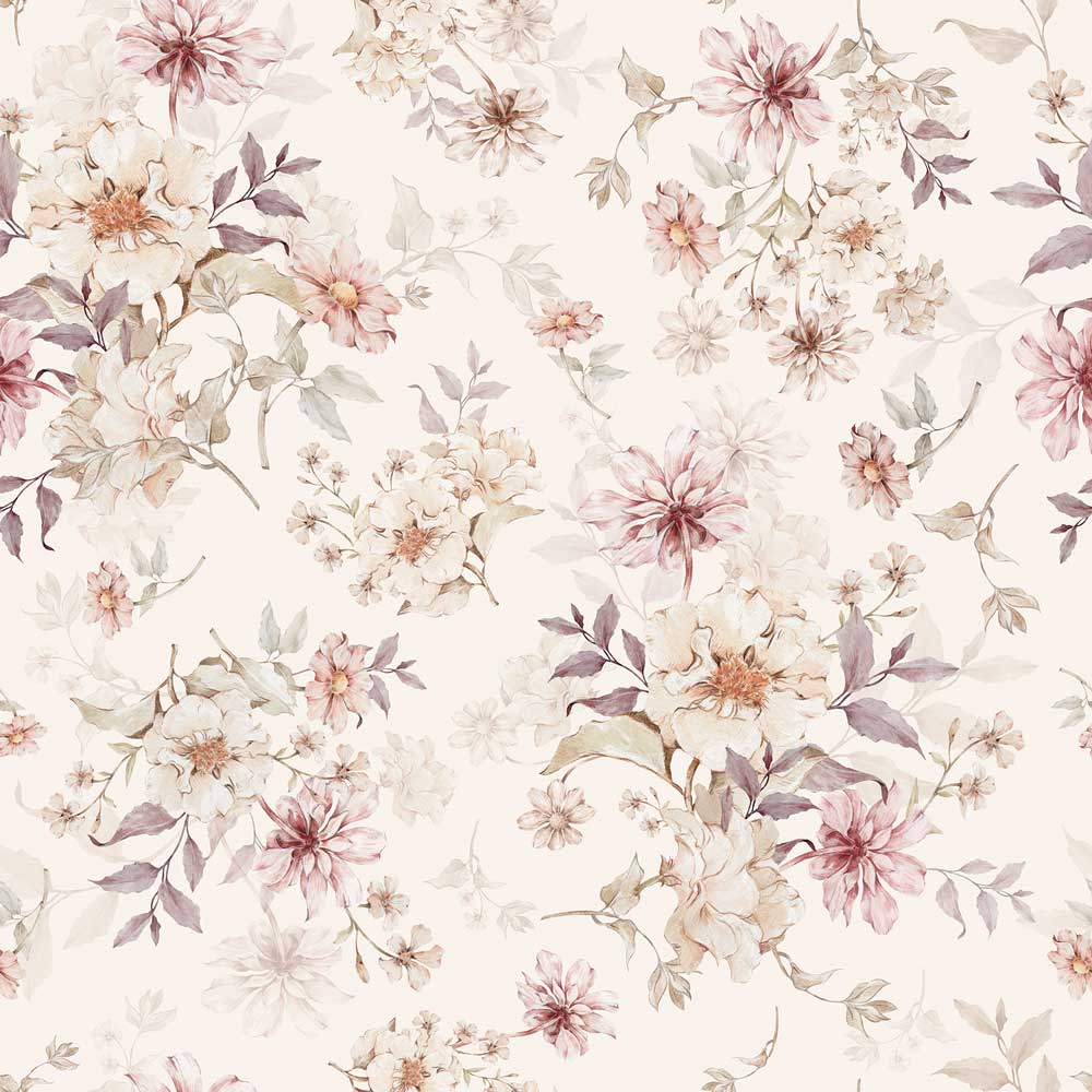 Dekornik Flowers With Violet Behang kinderkamer behang in Scandinavisch design
