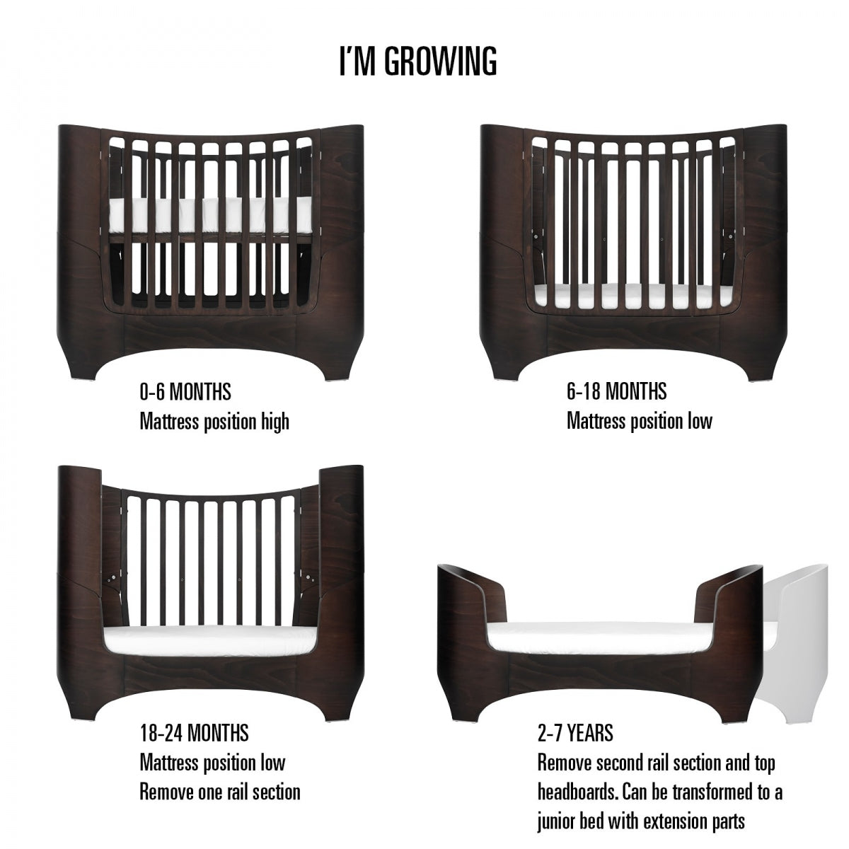 Baby-juniorbed Walnoot 0-7 Jaar
