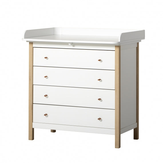 Wood Nursery Top For Wood Dresser With 4 Drawers