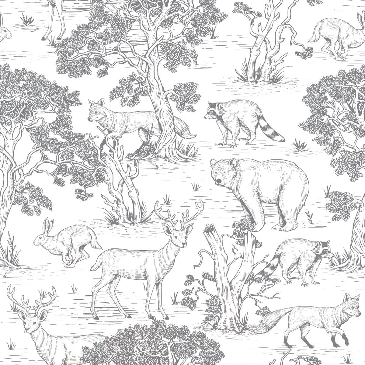Dekornik Behang Animals White kinderkamer behang in Scandinavisch design