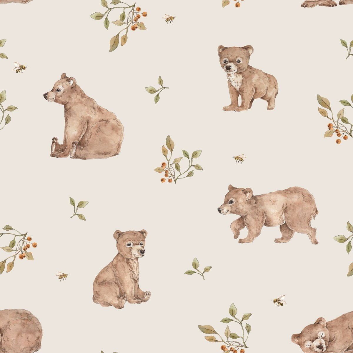 Dekornik Little Bears Behang kinderkamer behang in Scandinavisch design